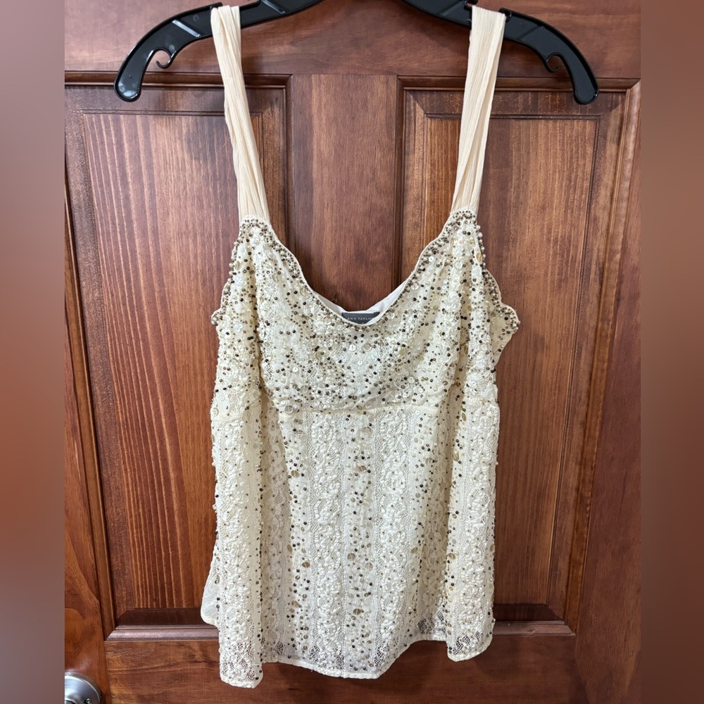 Vintage Ann Taylor Ivory Beaded Blouse